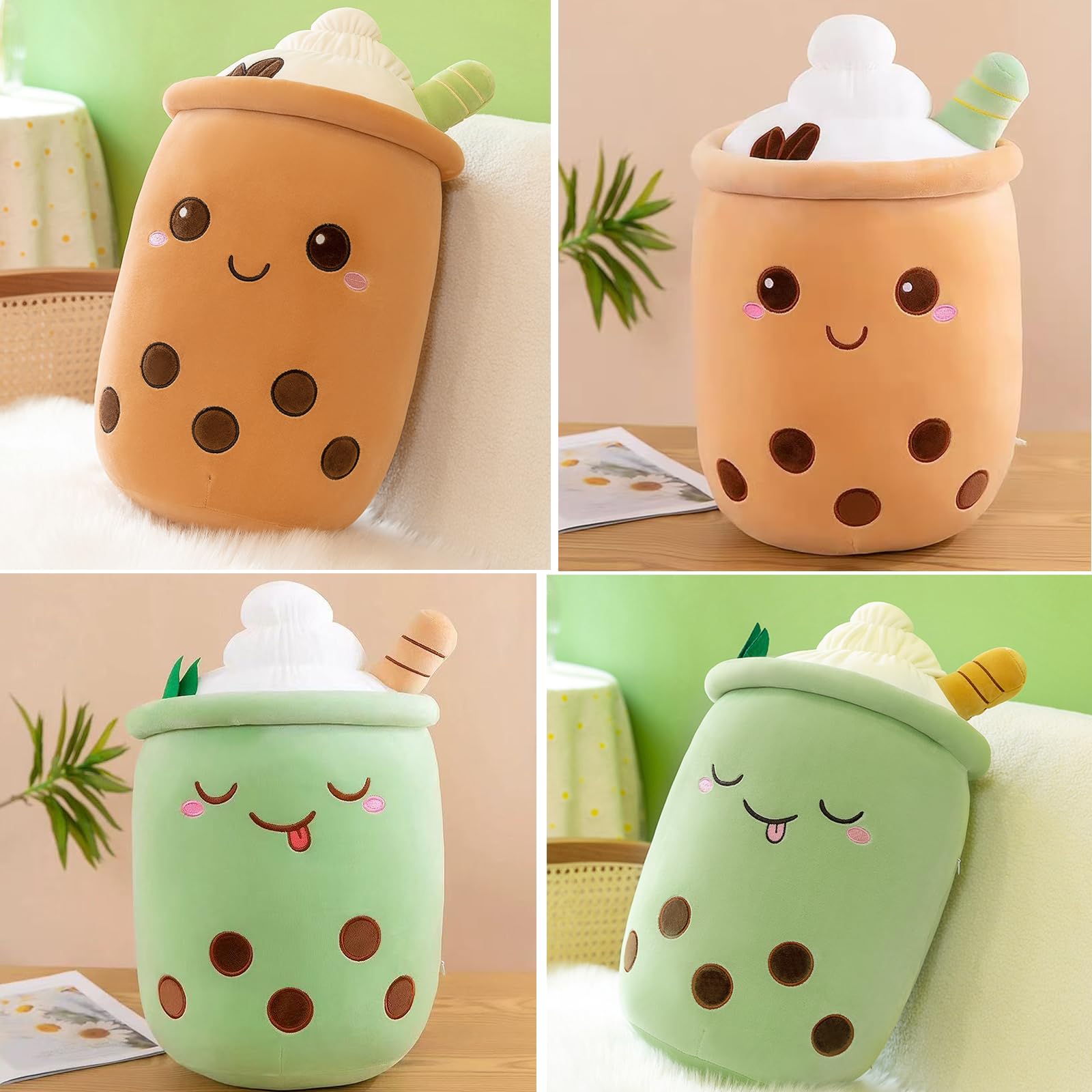Bubble Tea Peluche, 35cm Cuscino Morbido a Forma di Tazza Boba, Peluche Kawaii per Decorazione Letto, Divano, Ufficio, Camera, Arredo Casa, Antistress per Adulti (Caffè)