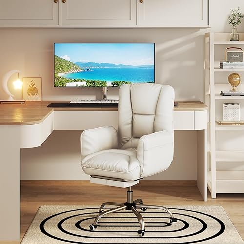 Miniatura 2 de EROMMY Silla de oficina, silla de juegos de altura ajustable con respaldo inclinado, reposabrazos suave y reposapiés, diseño ergonómico destacado,