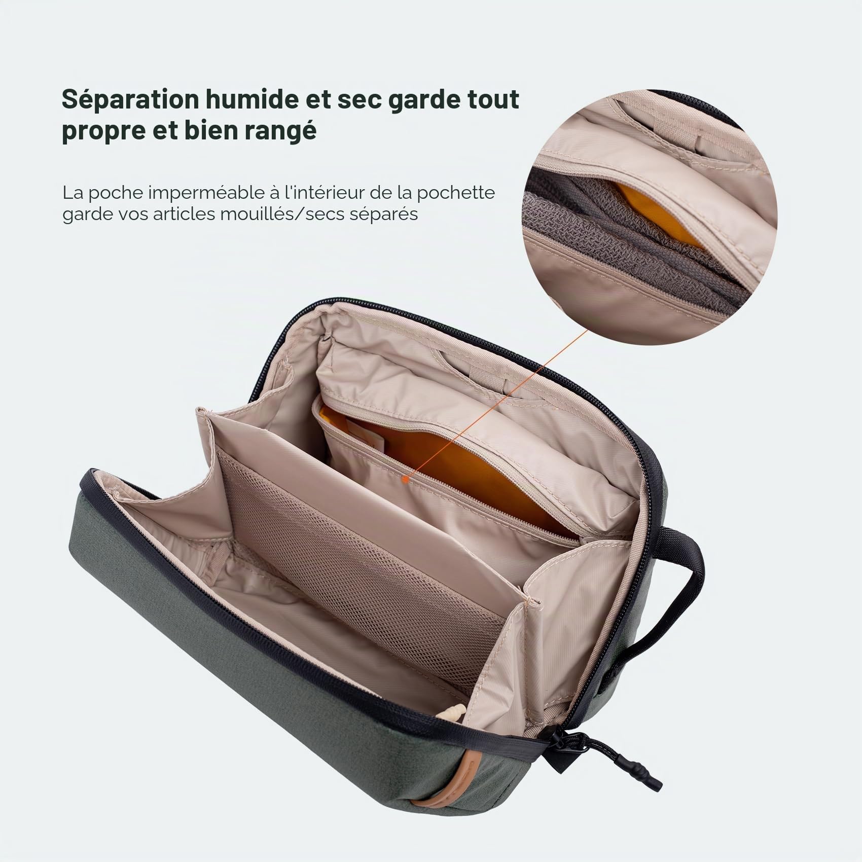 PGYTECH Trousse de Toilette Voyage, Pochette de Rangement, Noir | Tissu Imperméable, Séparation Sec & Humide, Crochet de Suspension, Rangement Multi-Poches, Étui Compact Voyage