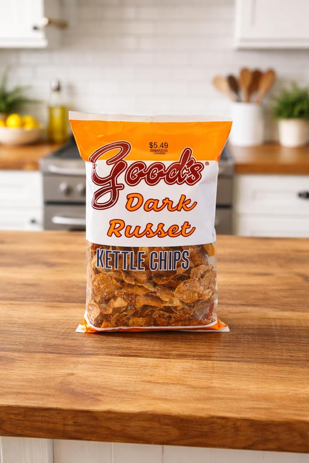 4 Bags of Goods Dark Russet Potato Chips 10 oz