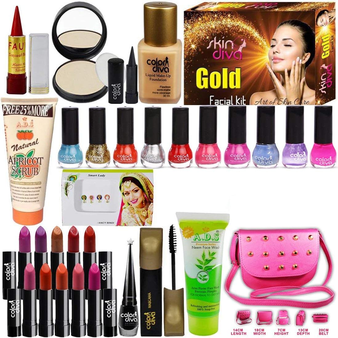 Color Diva Makeup Combo Sets With Skin Diva Skin Care Facail Kit-80g Pack of 23 Pc