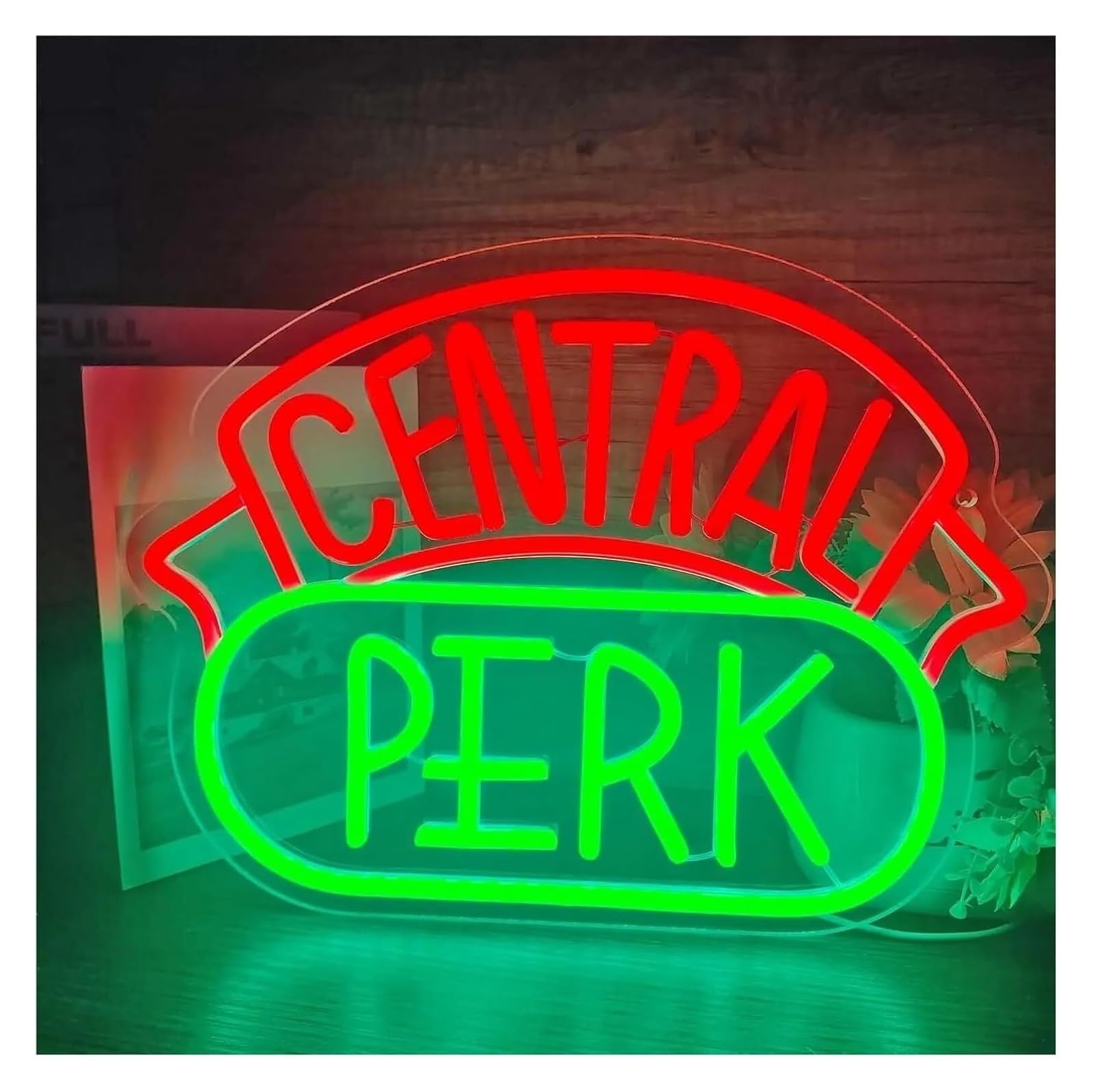 Lampe Néon Enseigne lumineuse à suspendre en forme de tasse café, style Central Perk, pour cuisine, magasin, chambre coucher, 36 cm x 27