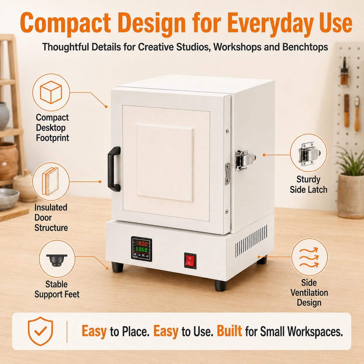 Horno De Alta Temperatura, Horno De Mufla, Controlador PID | Horno eléctrico con temperatura regulable de 0-1150°C. Calentamiento de 4 lados for uso cerámico y laboratorio