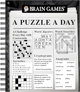Brain Games A Puzzle a Day: 366 Daily Crosswords, Sudoku, Word Searches, Cryptograms & More Puzzle Book