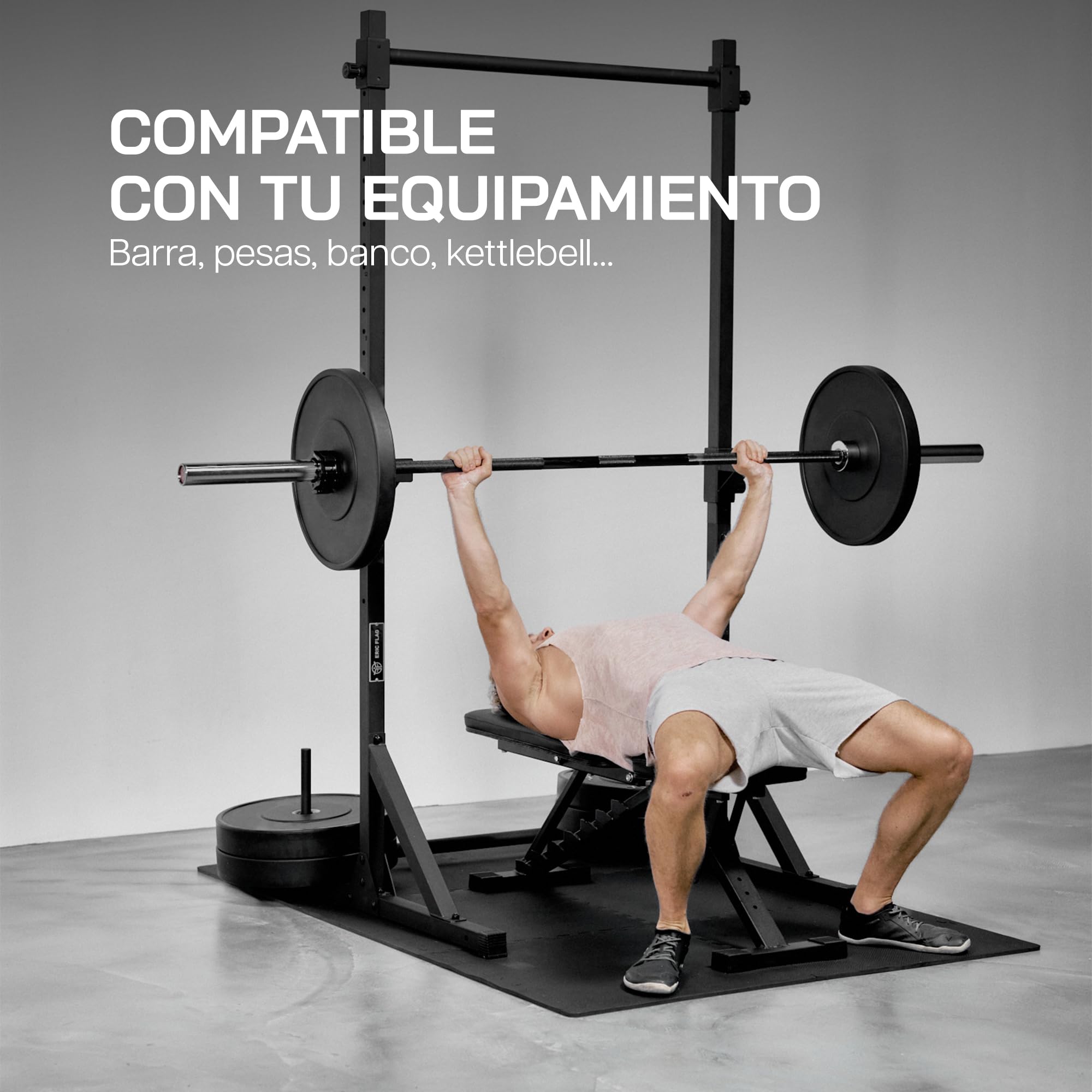 Eric Flag Suelo Gimnasio Antideslizante | 6 Alfombras Puzzle Modulares + Bordes, Gran Superficie 178x120x1 cm (2,13 m²), Espuma EVA Sin BPA | Protector de Suelo, Amortiguante, Home Gym, Garaje