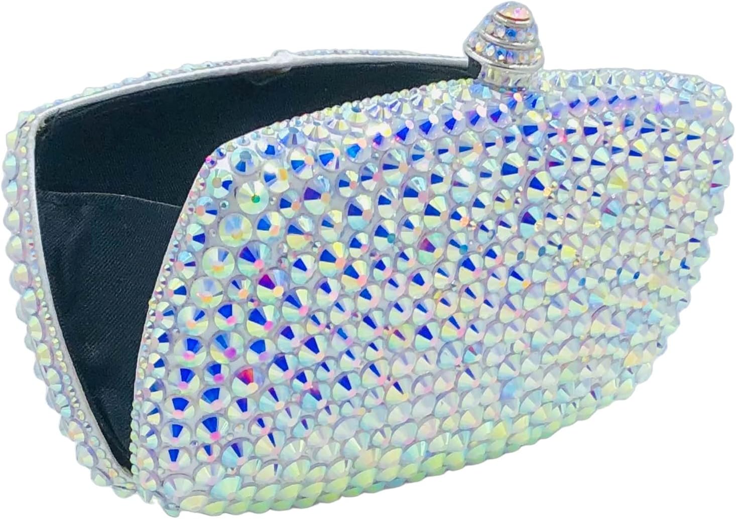 Boutique De FGG Mini Crystal Clutch Purse for Women Formal, Spikes Rhinestone Clutch Evening Bag, Wedding Party Handbag
