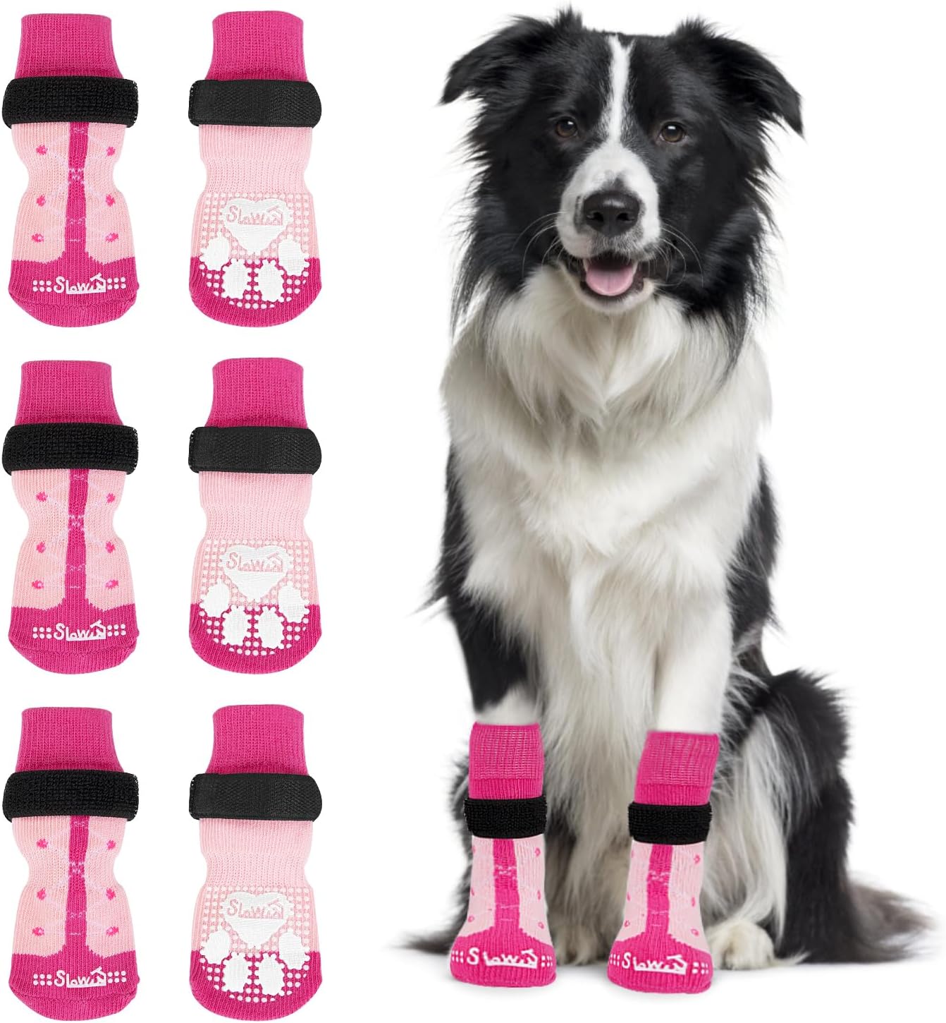 SlowTon AntiSlip Dog Socks Paws Stop Licking 3 Pairs Pet Paw