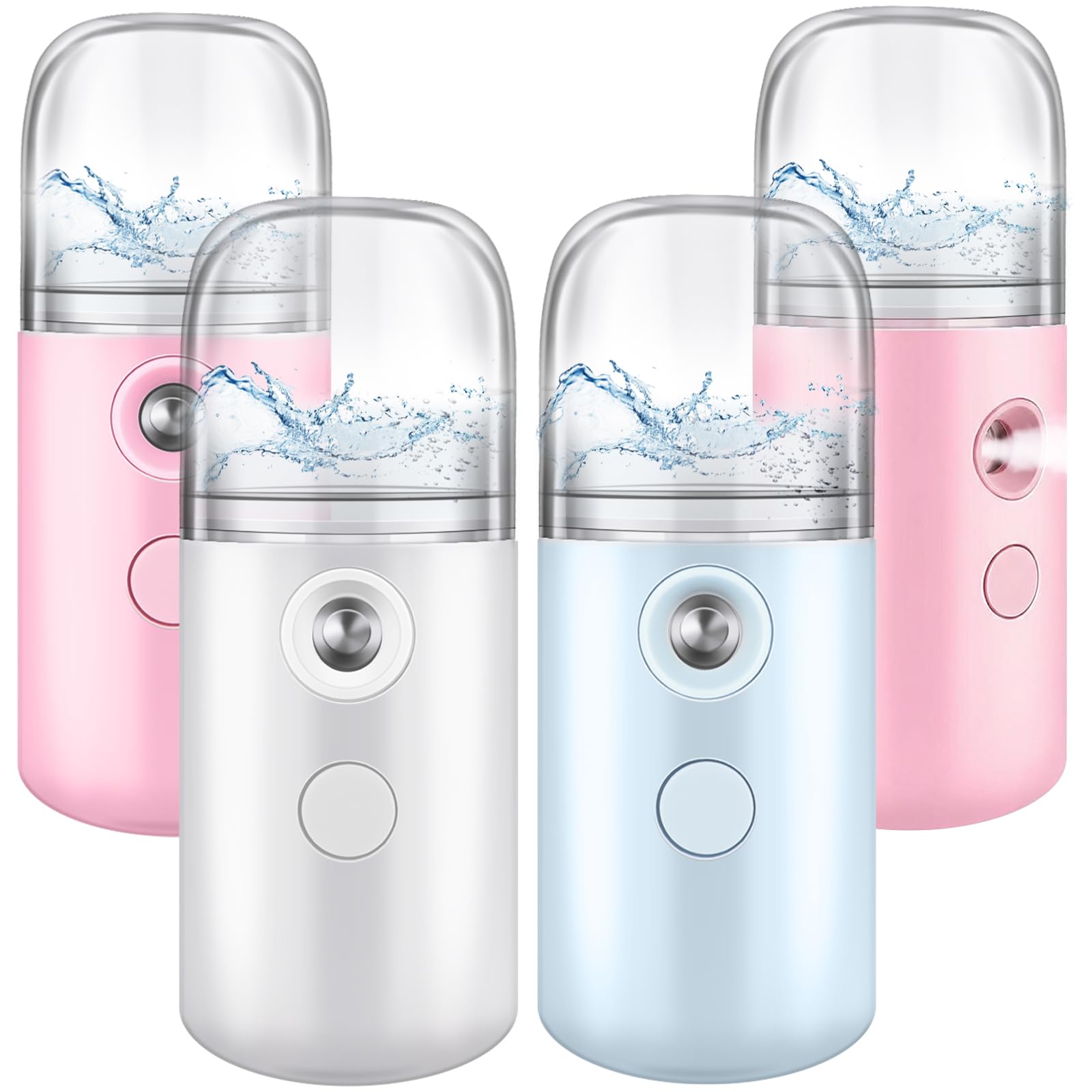 Mudder 4 Pcs Nano Facial Mister Handy Nano Mist Sprayer 30ml Visual Water Tank Portable Face Steamer Mini USB Mister for Lash Extensions, Skin Care,