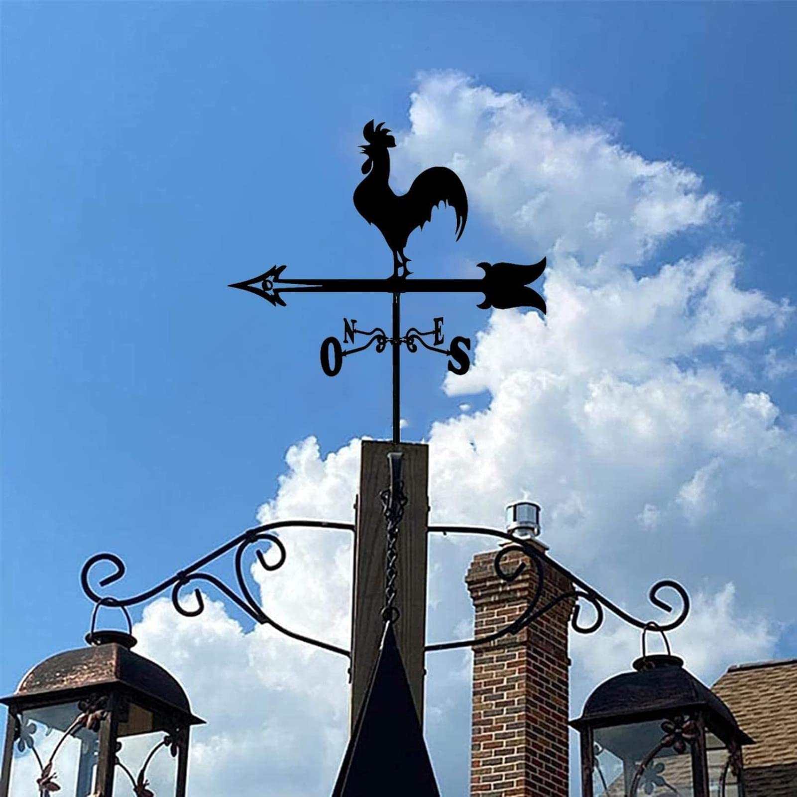 Girouette en métal Coq girouette Jardin girouette en Acier Inoxydable indicateur de Direction du Vent pour Toit en Fer extérieur décoration de Cour extérieure Coq