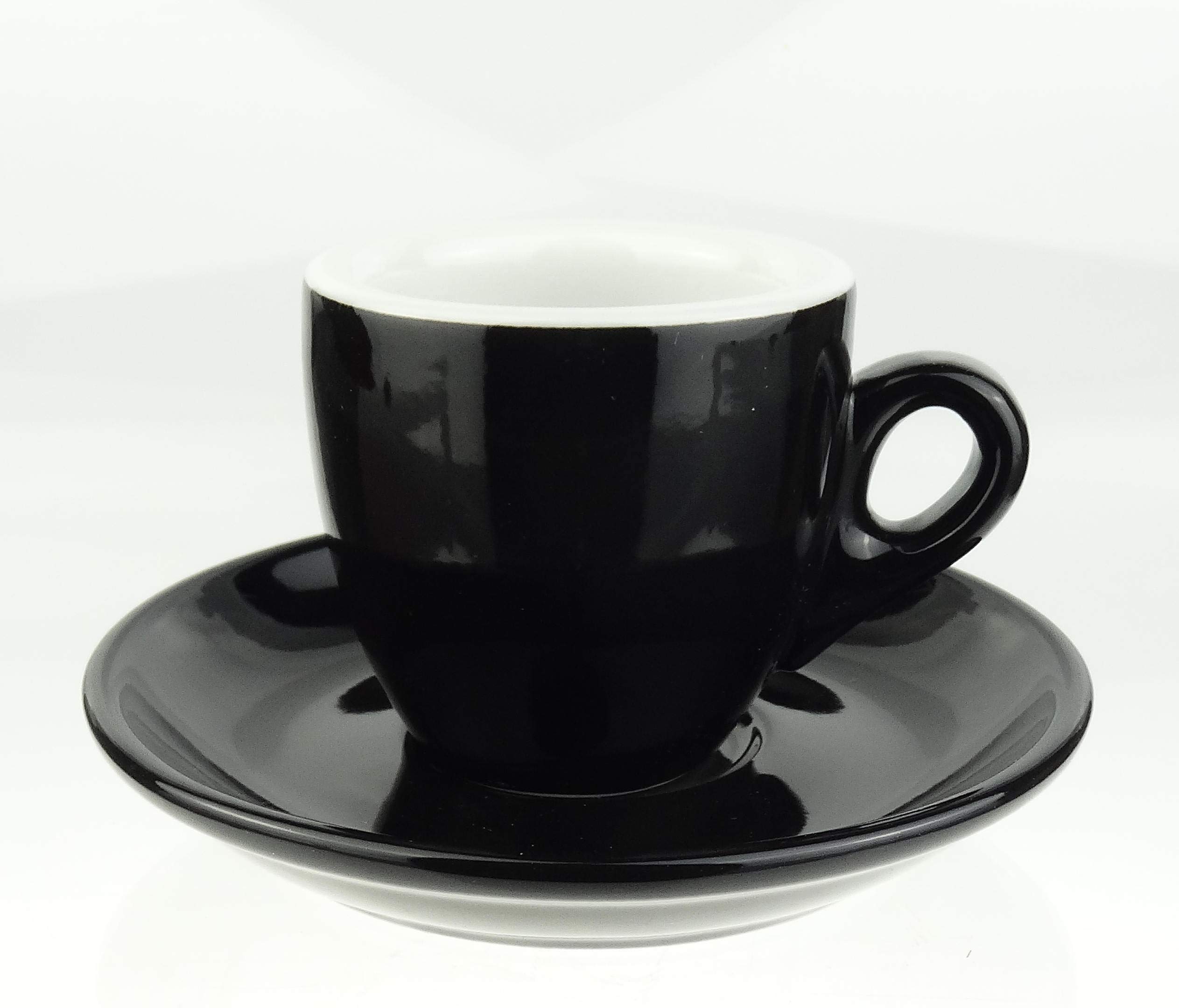 Extra dickwandige Espressotassen | 0,8 cm Wandstärke | Farbe: schwarz | 6 Tassen + 6 Untertassen