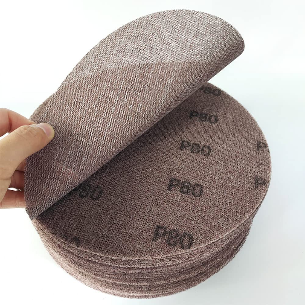 10Pcs 9 Inch 225mm Mesh Abrasive Hook and Loop Sand Paper Dust Free Sanding Discs Anti-blocking Dry Grinding Sandpaper,120grit,50 pcs a box