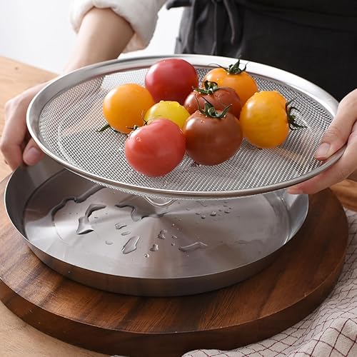 Miniatura 9 de Juego de bandejas de malla de acero inoxidable con bandeja de goteo, cesta y bandeja para freidora de aire, colador de cocina, colador de verduras y