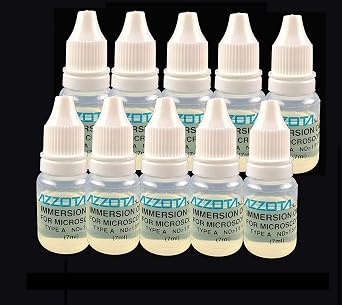 Immersion Oil for Microscopes, Type A - 7ml each 10 Bottles