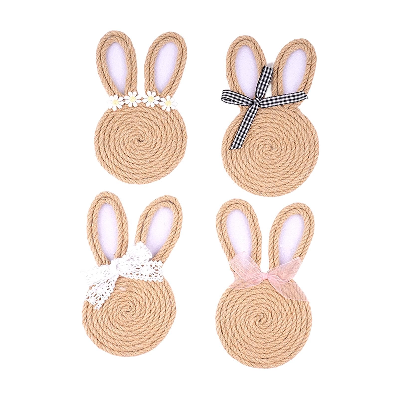 Sous-verres en corde de jute lapin cadeau de Pâques idéal