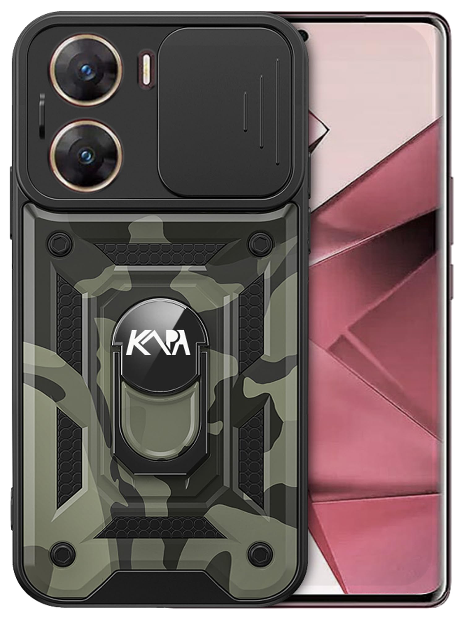 Kapa Tank Back Cover for Vivo V29E (5G) | Inbuilt Ring + Slider Shockproof Lens Protection Bumper Back Case (Black) (B0D5KGMFMS) Amazon Price History, Amazon Price Tracker