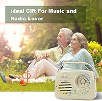 Vista 8 de Radios AM FM portátiles, funciona con pilas y enchufe de pared para el hogar, al aire libre/cocina, radio retro vintage con Bluetooth, esfera
