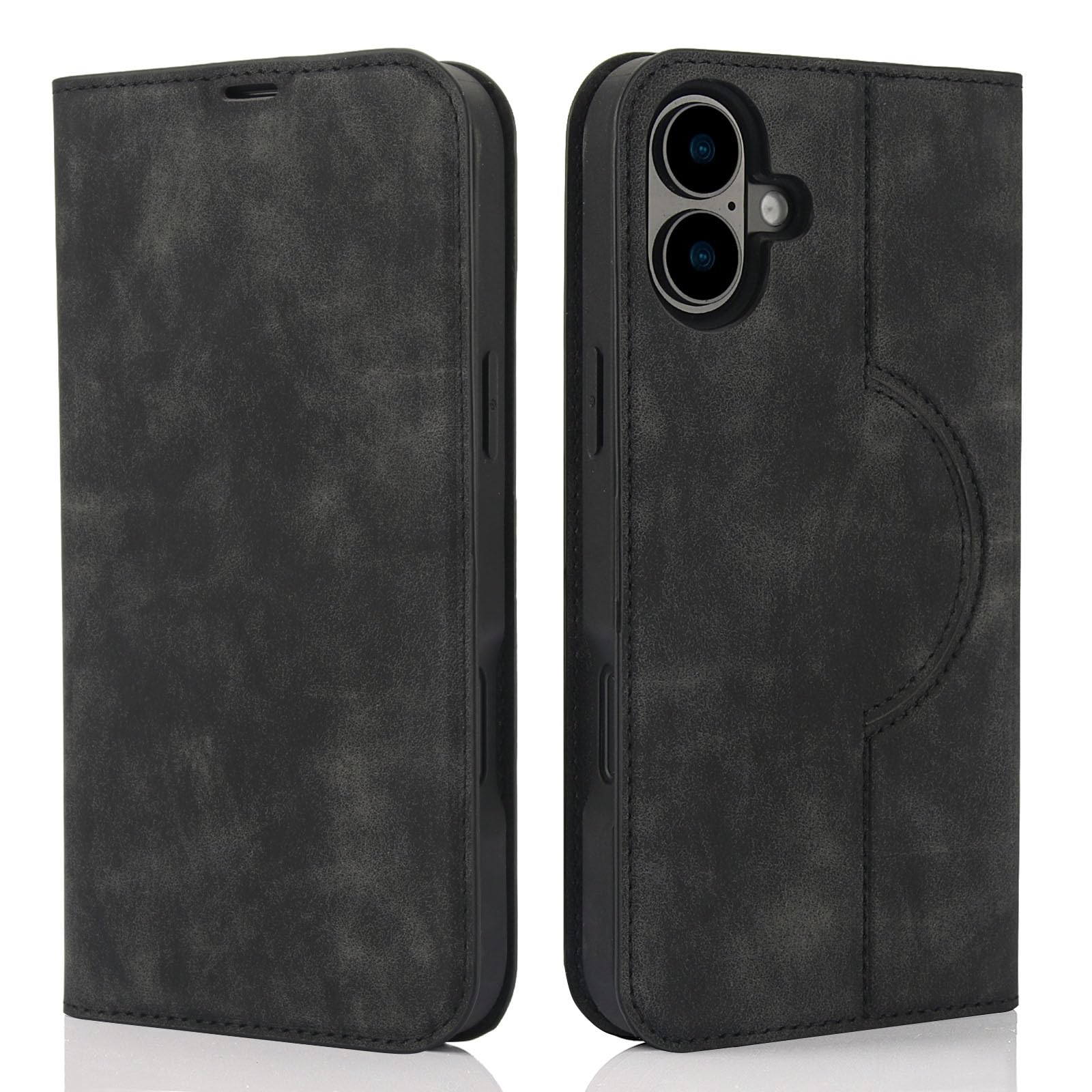 Case For IPhone 16e, PU Leather Wallet Folio Card Holder Kickstand Shockproof Drop Protection Wrist Strap Wireless Charging Phone Case Cover Compatible With IPhone 16e, Green