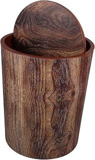 HOLIDYOYO Cubo De Basura Pequeño Para Oficina Decorativo Estilo Rústico Para Cocina Baño Escritorio Dormitorio Plástico Marrón Claro