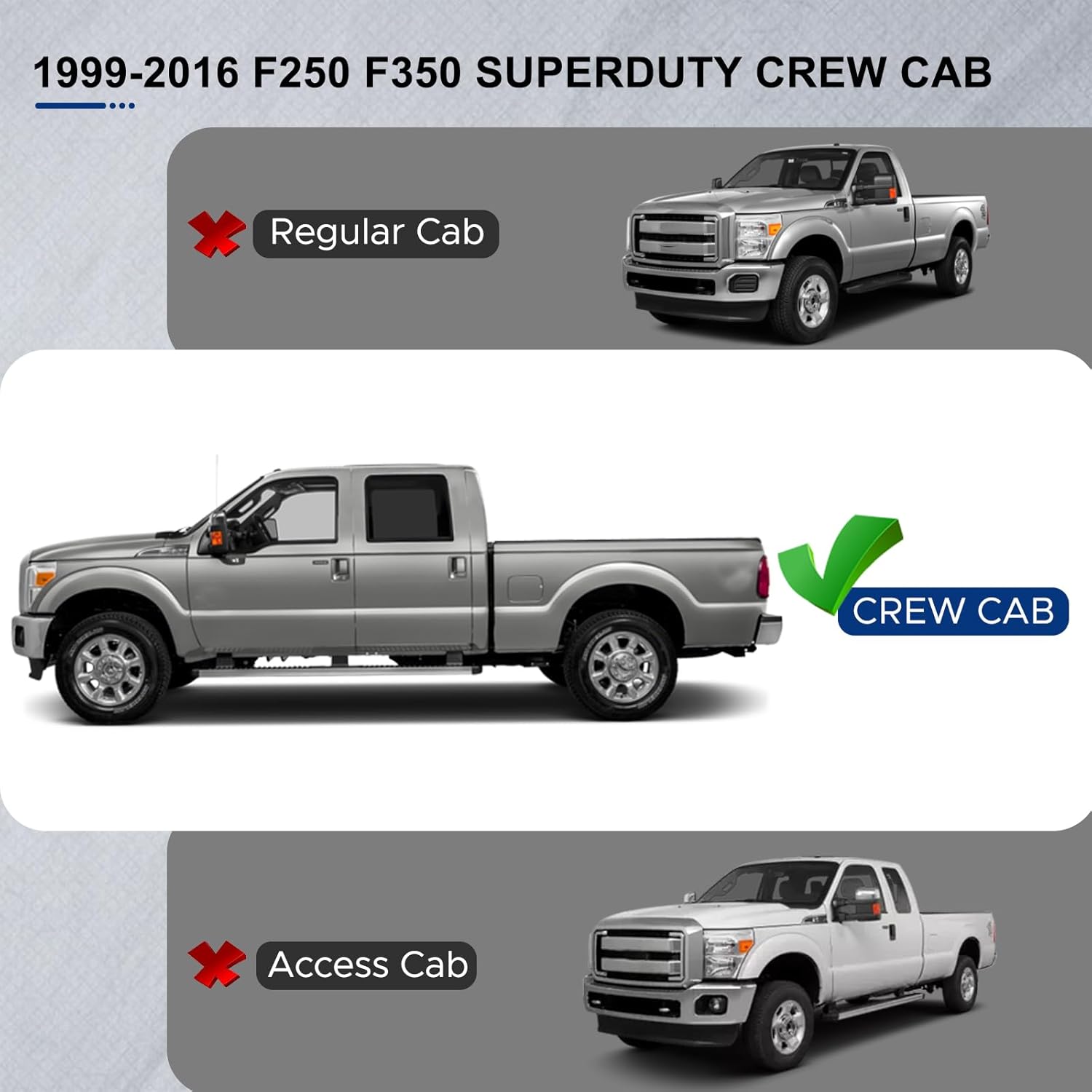 6.5" Running Boards fit for Ford F250 F350 Supercrew Cab 1999-2016 4-Door,Side Step fit for Ford F250 F350 Black Aluminium Super Duty Crew Cab Pickup Trucks Running Boards