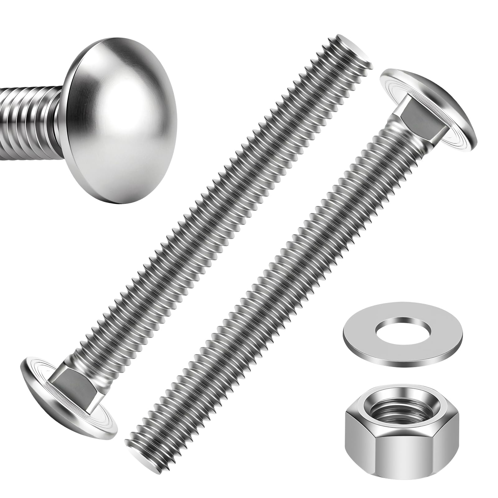 Mellewell Stainless Steel Carriage Bolt Kit - 12 Sets -7 Mellewell Stainless Steel Carriage Bolt Kit - 12 Sets -7