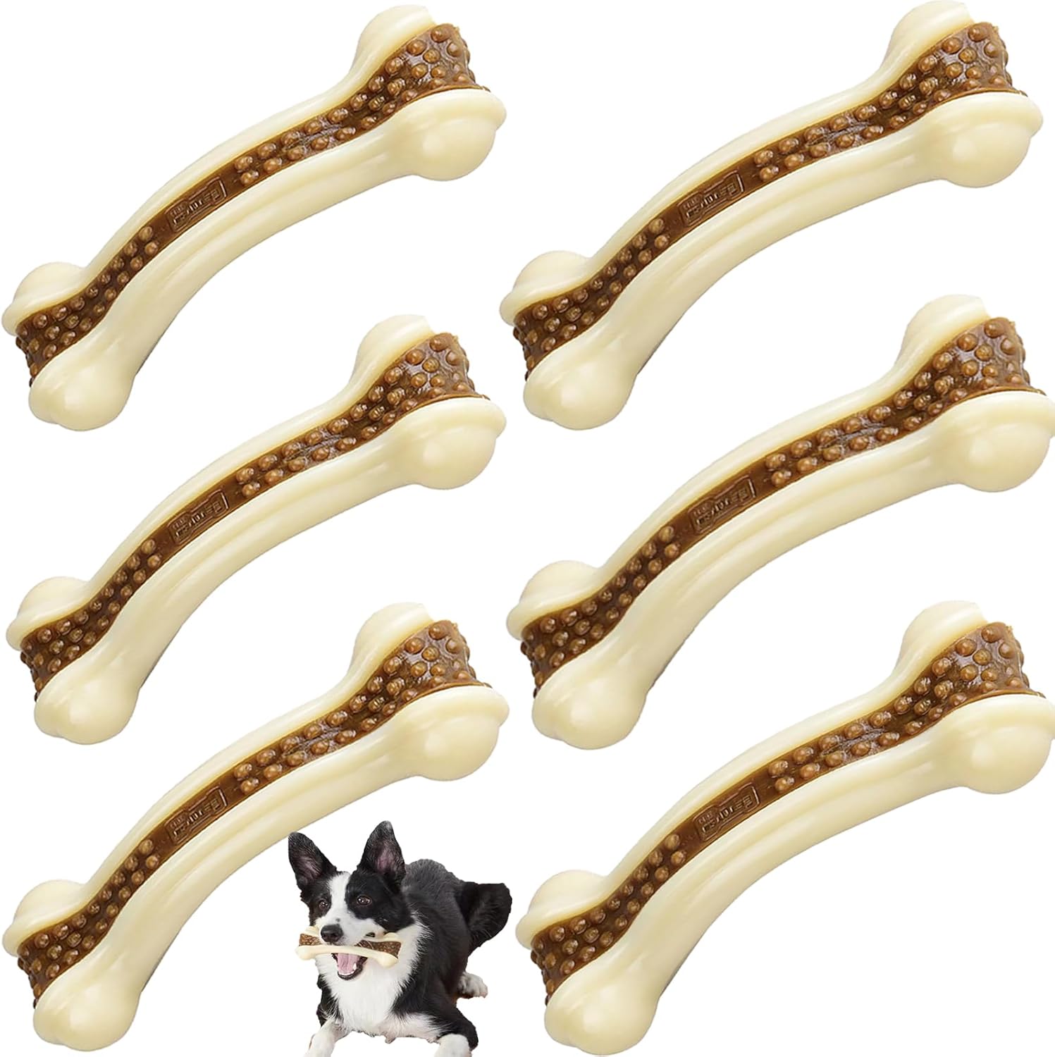 Pet Supplies BETTEPROD Dog Bones Chew Toys for Aggressive Chewers, 6