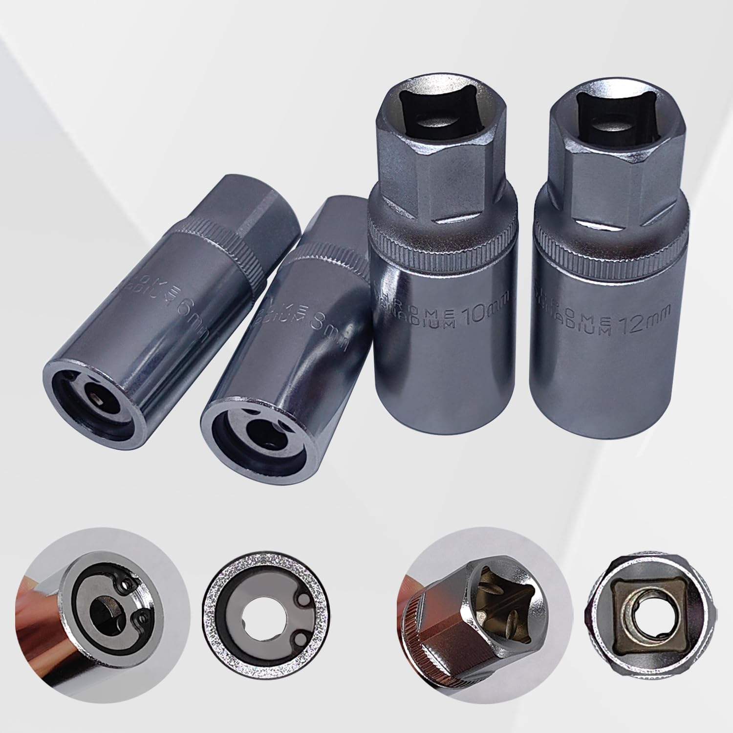 4PCS 1/2-inch Stud Extractor Set, Broken Stud Removal Socket, Stud Puller Sockets for Removing Deeply Trapped and Broken Bolts, Studs.