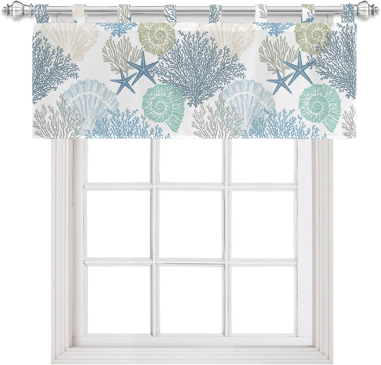 Pinroote Coastal Valances for Windows, Summer Beach Blue