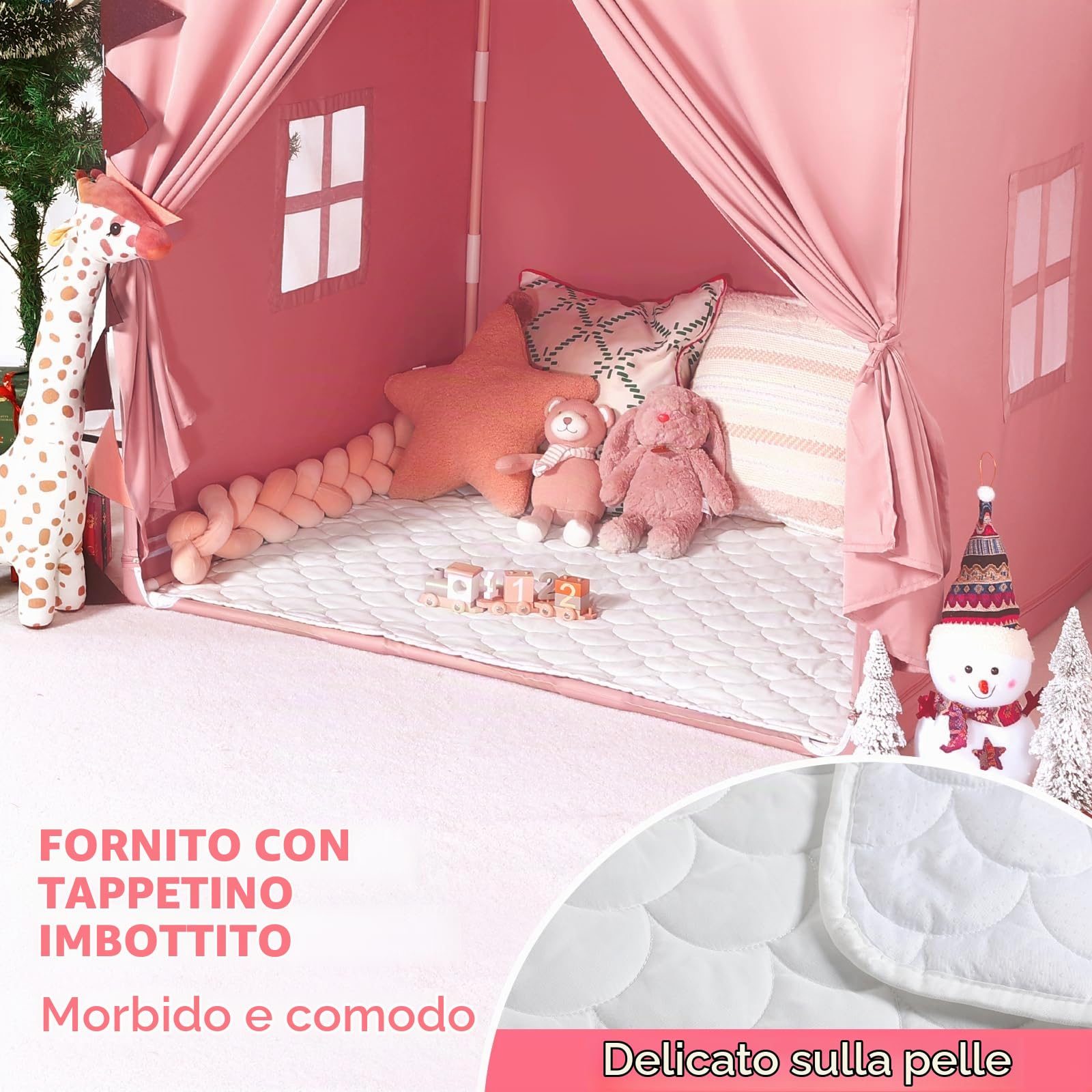 Wilwolfer Tenda per Bambini Cameretta: Tenda Bambini con Finestra - Rosa Casa Gioco Ragazzo - Capanna per Ragazzo da Interno - Casa Bambino Regalo per la Scuola Materna