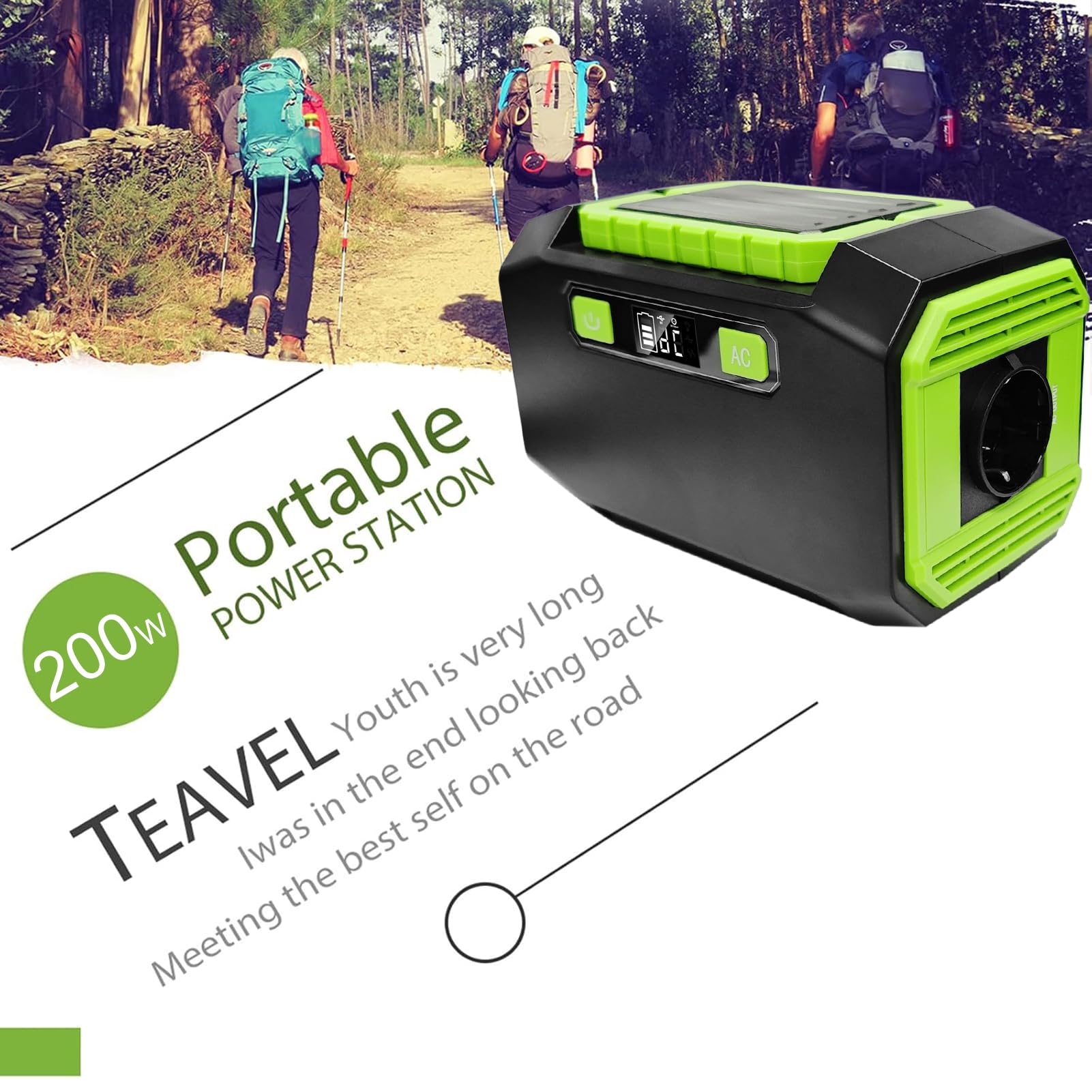 Shkalacar Stazione Elettrica Portatile, 200W 173Wh Generatore con Luci a LED per Casa, Backup di Emergenza, Campeggio in Viaggio su Strada (Plug)