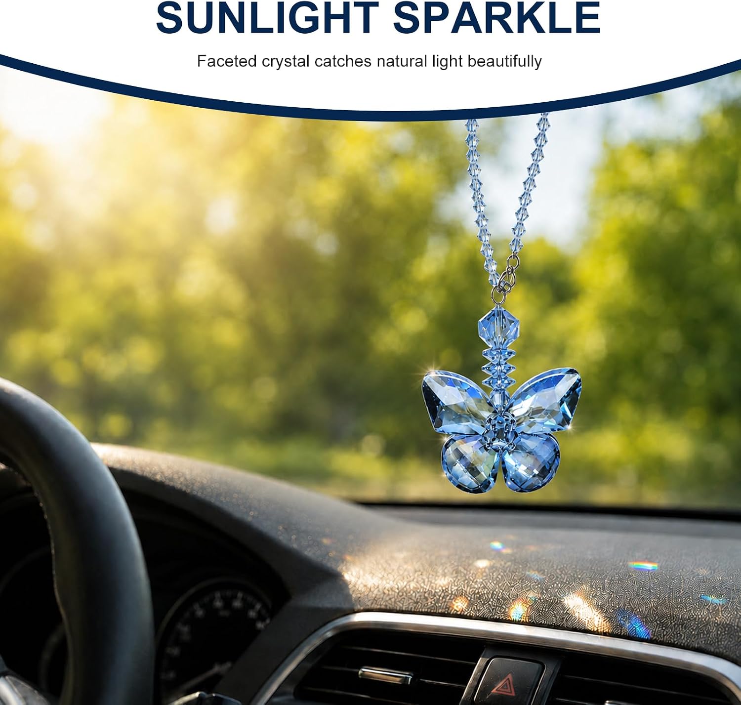 Crystal Sun Catcher, Car Rearview Mirror Pendant (Butterfly)