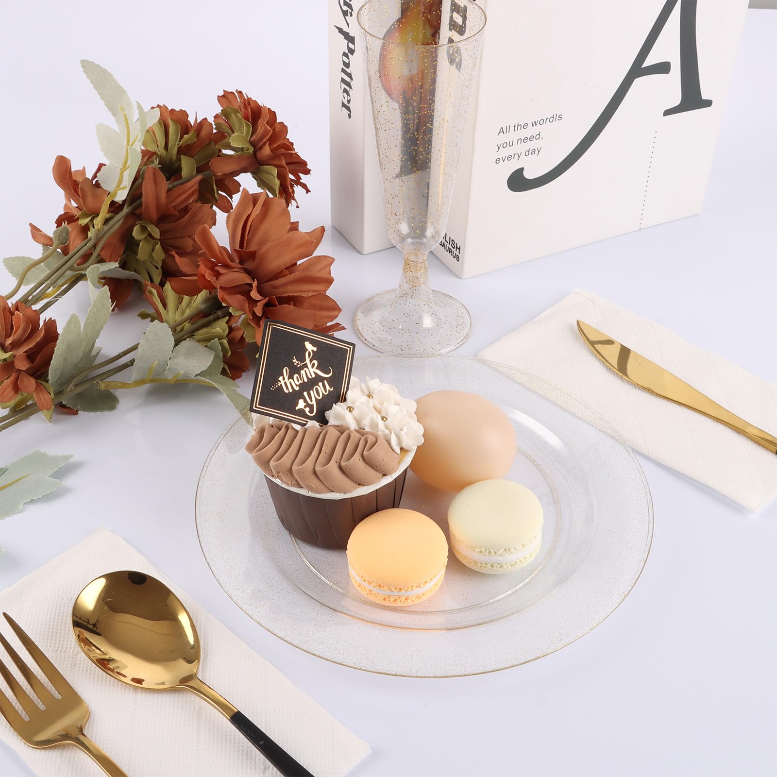 AKOLAFE 50 Reusable Plastic Plates, Transparent 9 Inches, Party Plates Made of Hard Plastic for Weddings and Events