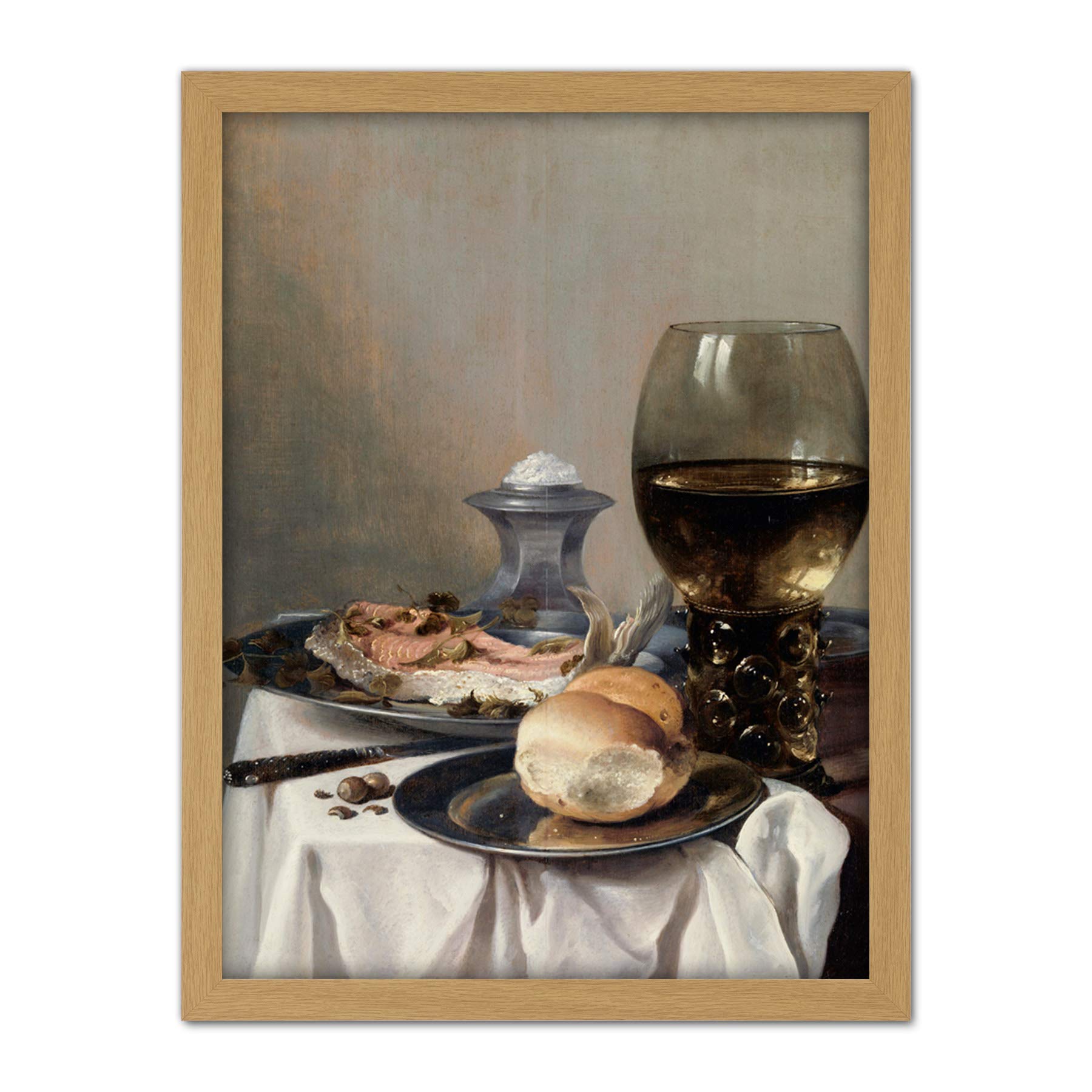 Artery8 Pieter Claesz Still Life With A Salt Realism Artwork Framed Wall Art Print 18X24 Inch