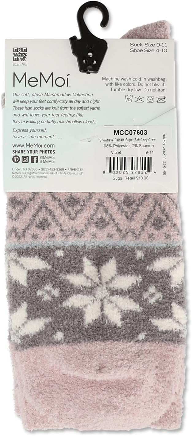 MeMoi Women's Snowflake Fairisle Super Soft Cozy Crew Socks - Image 7