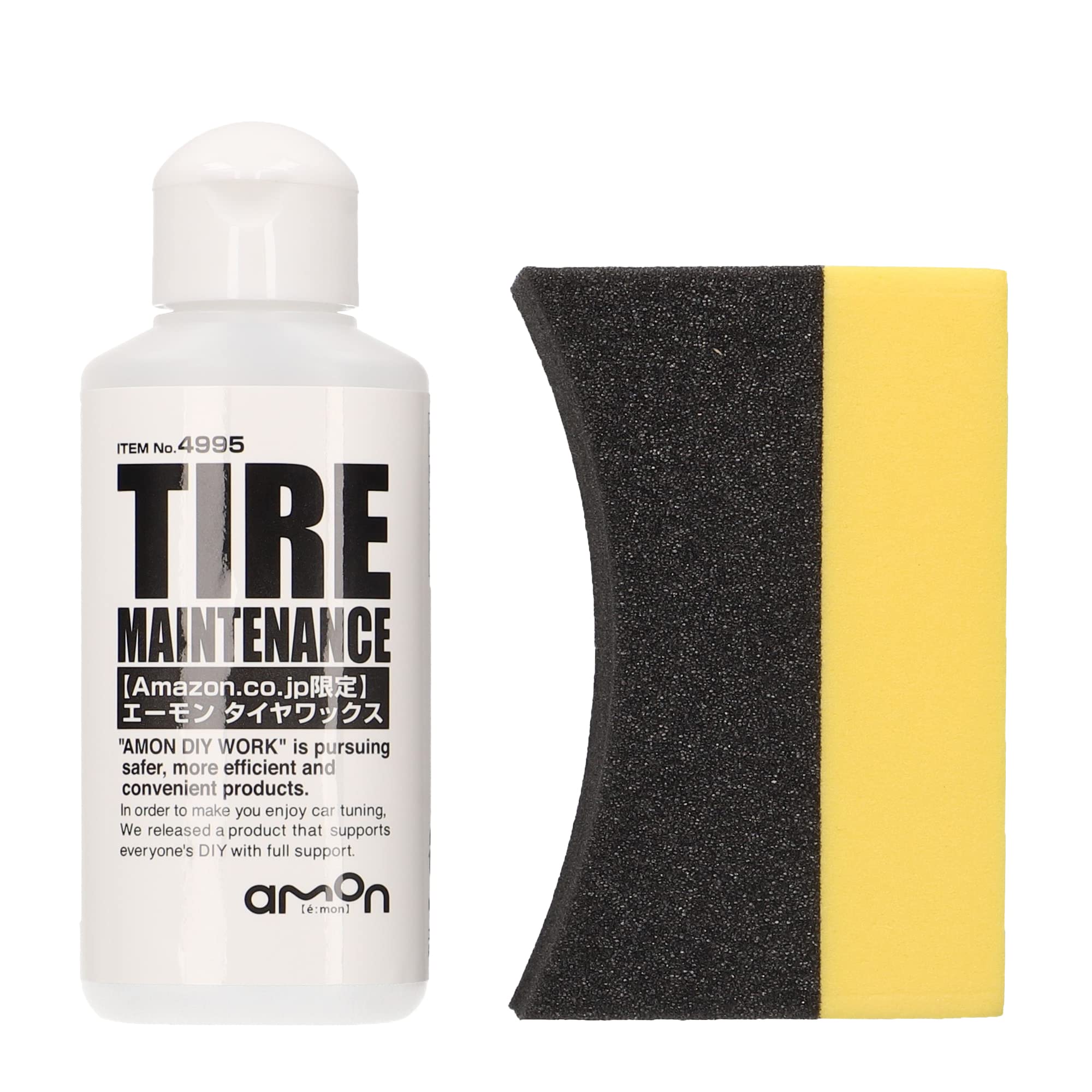 エーモン(amon) タイヤワックス 自動車用 ツヤ出し 水性 塗布用スポンジ付属 100ml 4995 販売ルート限定品