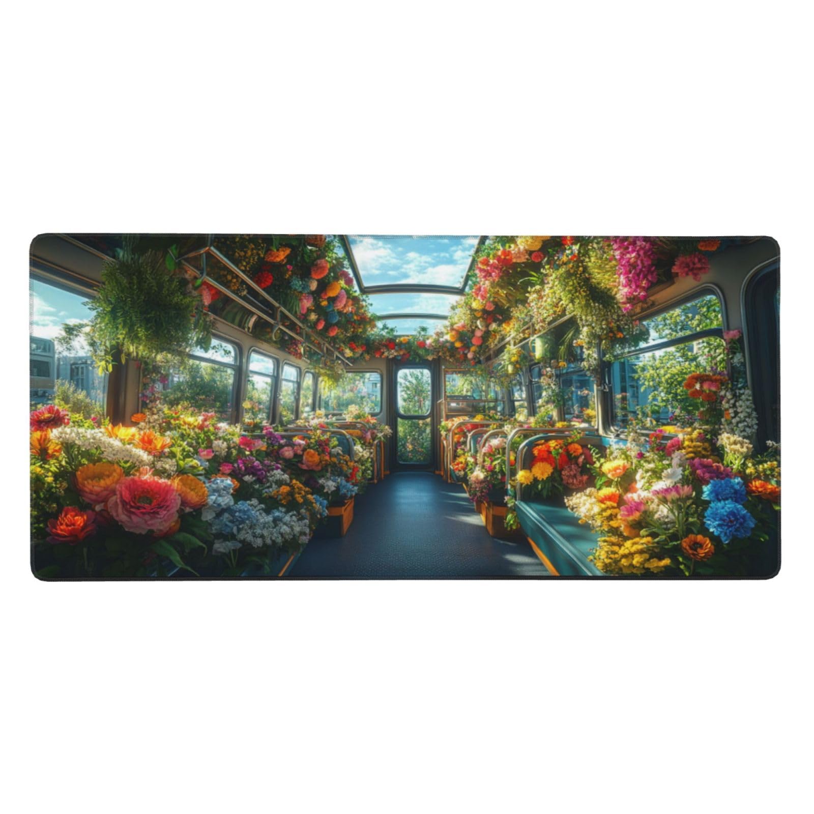 Fiore Tappetino Gaming 1000x500x3mm, Grande Tappetino Scrivania XXL Treno, Bordi Cuciti Tappetino per Mouse ad Tracciamento di Precisione Migliora precisione e velocità, Accessori Ufficio Decor-z466