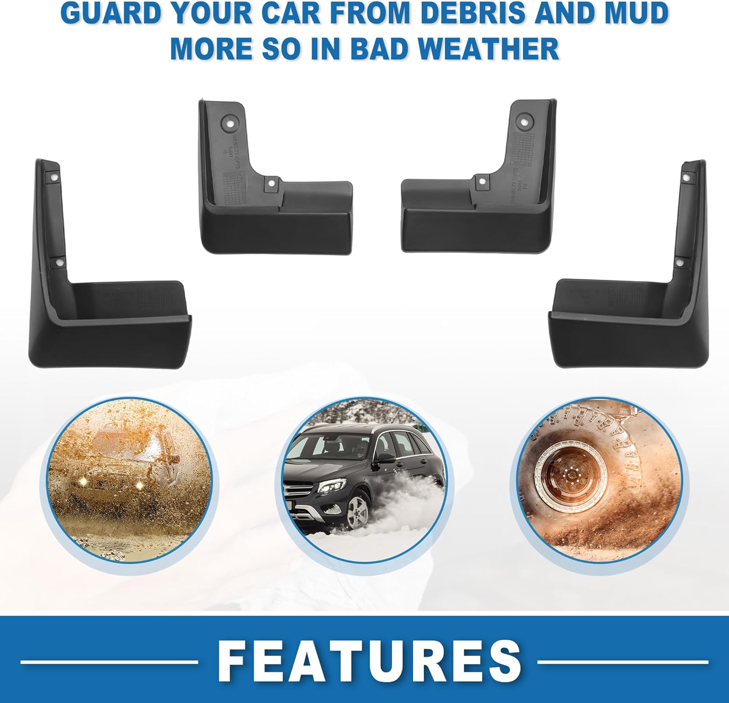 Mud Flap Splash Guard with Mount Accessories Front & Rear Side Mud Guard for Toyota Prius Hatchback 2010-2015 (Set of 4)