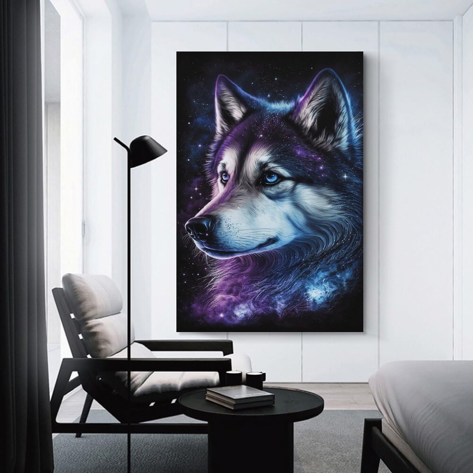 Junmoney Unframe-Style-17 Galaxy Wolf Art Print Hanging Wall Art, 24X36inch(60X90cm), For Bedroom Decor, Cosy Corners Or Studios, An Easy Wall Refresh For Bedrooms