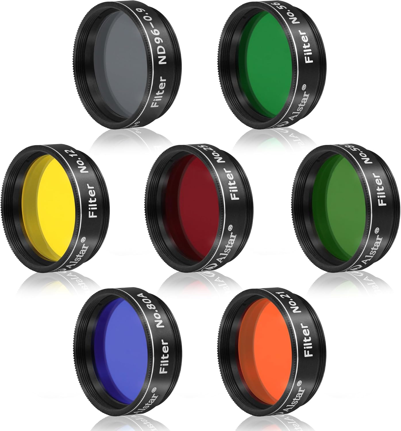 Alstar Filter Set of 1.25-Inch Seven Telescope Filters - Incredible Value to Have Most commonly Used Color plantary Eyepiece Filters