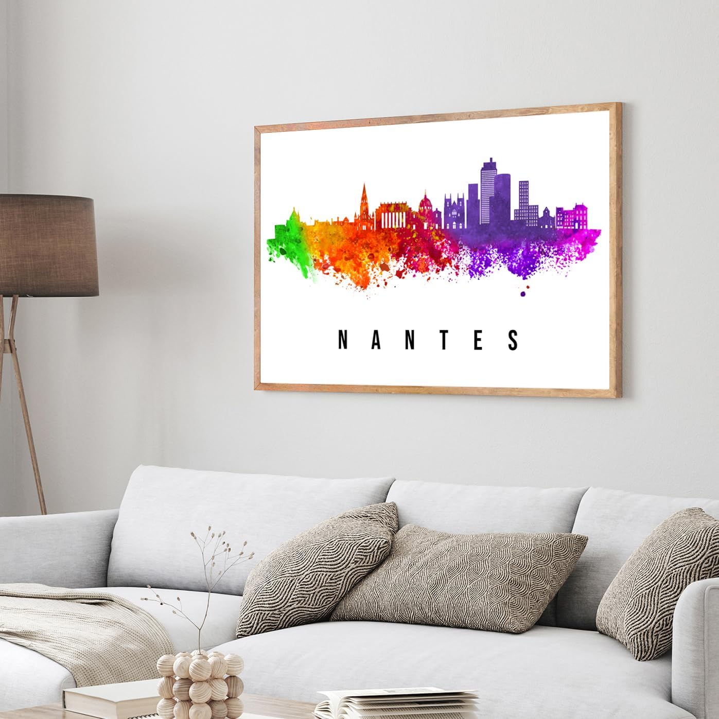 Pera Print France Poster, France-Nantes Poster, France Illustration Skyline City Poster, Modern Skyline Poster, Cityscape and Landmark Print, Home-Office Wall Art Decoration