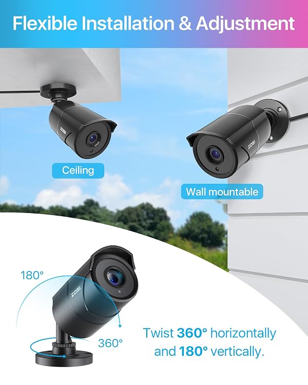 ZOSI 4 Pack 1080p Home Security Cameras with Audio Recording,Built-in Microphone,2MP 1920TVL HD-TVI Outdoor Indoor CCTV Cameras with 120ft IR Night Vision Weatherproof Surveillance Bullet Camera by ZOSI - Used condition - Image 7
