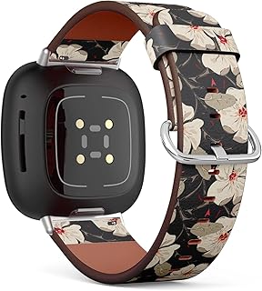 CJBROES Replacement Leather Watch Band, Compatible with Fitbit Versa 3 and Fitbit Sense of Wristband Bracelet Accessory - Floral