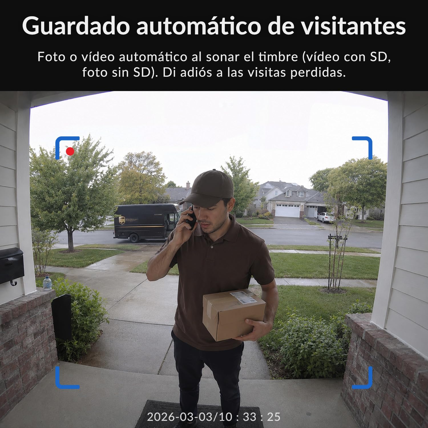Zeerkeer Timbre Inalámbrico con Cámara Exterior Impermeable Sin Wi-Fi | Batería Recargable de 1000 mAh, Visión Nocturna IR, Audio Bidireccional, Resistente a la Lluvia, Videoportero Inalámbrico