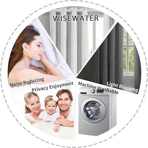 Miniatura 4 de WiseWater Cortina opaca para ventana, cortinas de terciopelo con ojales, cortinas opacas de lujo, 2 paneles de cortina con bloqueo de luz, cortinas