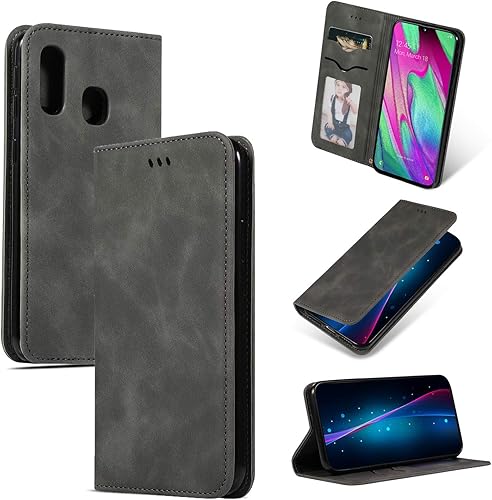 SWMGO Flip Portafoglio Custodia per Samsung Galaxy A40 Grigio SWMGO Flip Portafoglio Custodia per Samsung Galaxy A40 Grigio