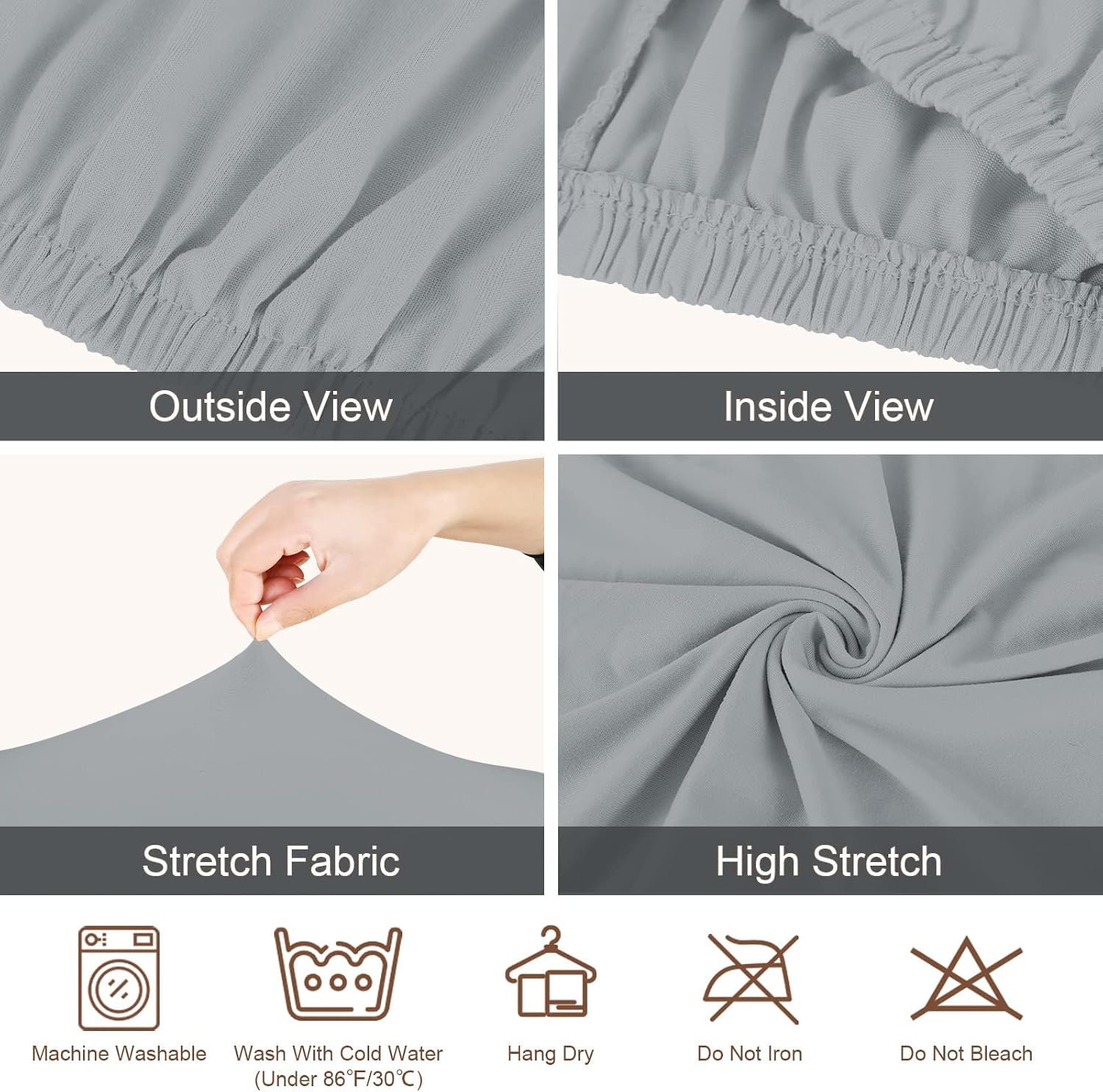 CMAKER High Back Chair Covers Stretch Spandex Fabric Chair Slipcover Seat Cover for Home Washable Removable Parsons Chair Protector Dining Room Kitchen Hotel,Set of 2,Smoky Gray - Image 5