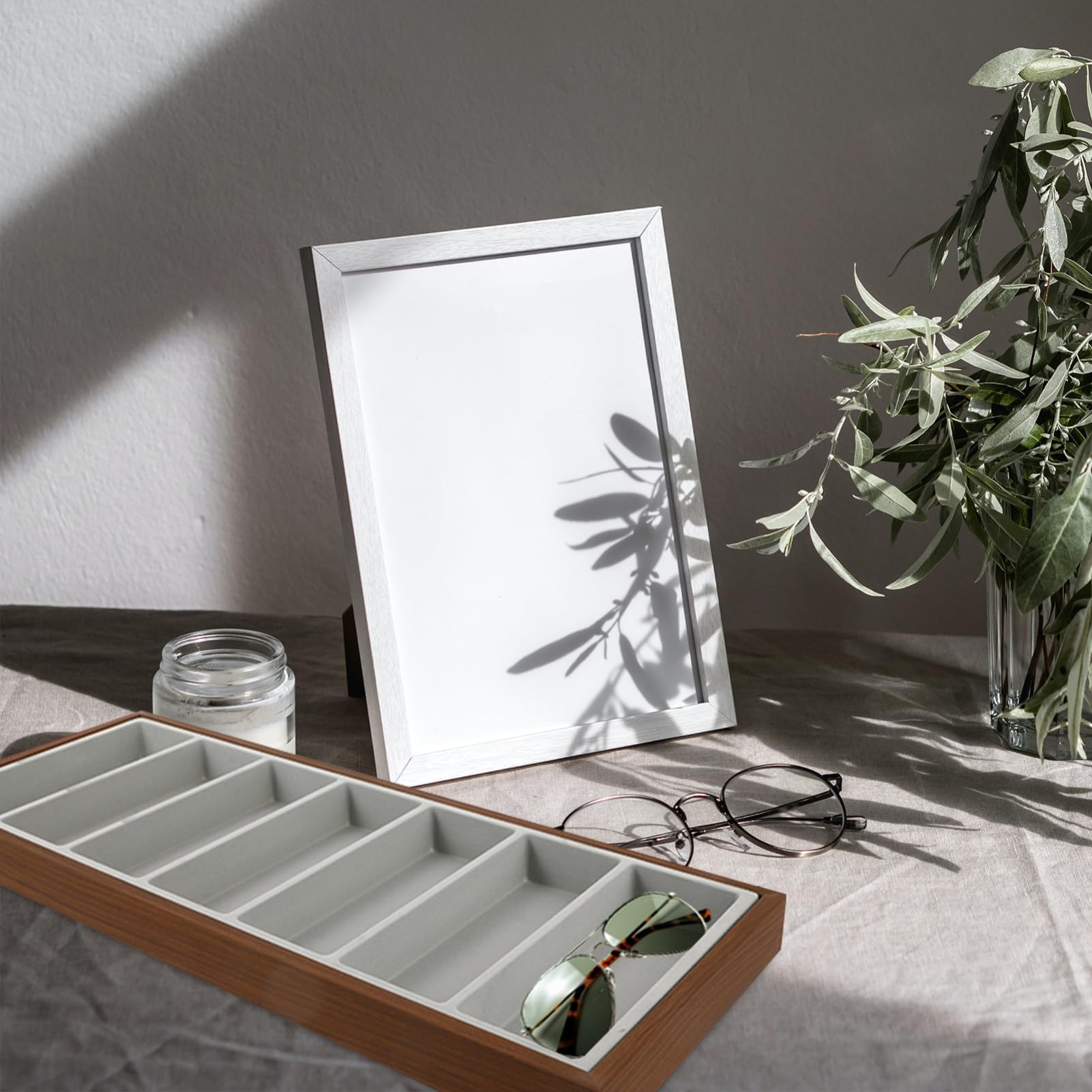 Beavorty Bandeja Organizadora para Gafas de Sol de Madera 7 Compartimentos