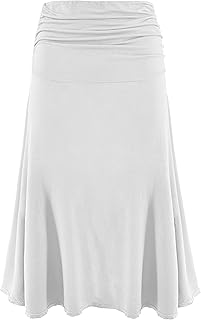 Falda de mujer lisa viscosa casual elástica en la cintura falda acampanada Midi hasta la rodilla cómoda y ligera cód. 9521