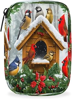 Pill Organizer Box Christmas Red-Clothed Winter 7-Day Weekly Medicine Pill Case Travel Pill Container Portable Pill Holder Storage Purse Bag Small Compact Size for Vitamin Supplement Birth,E-767
