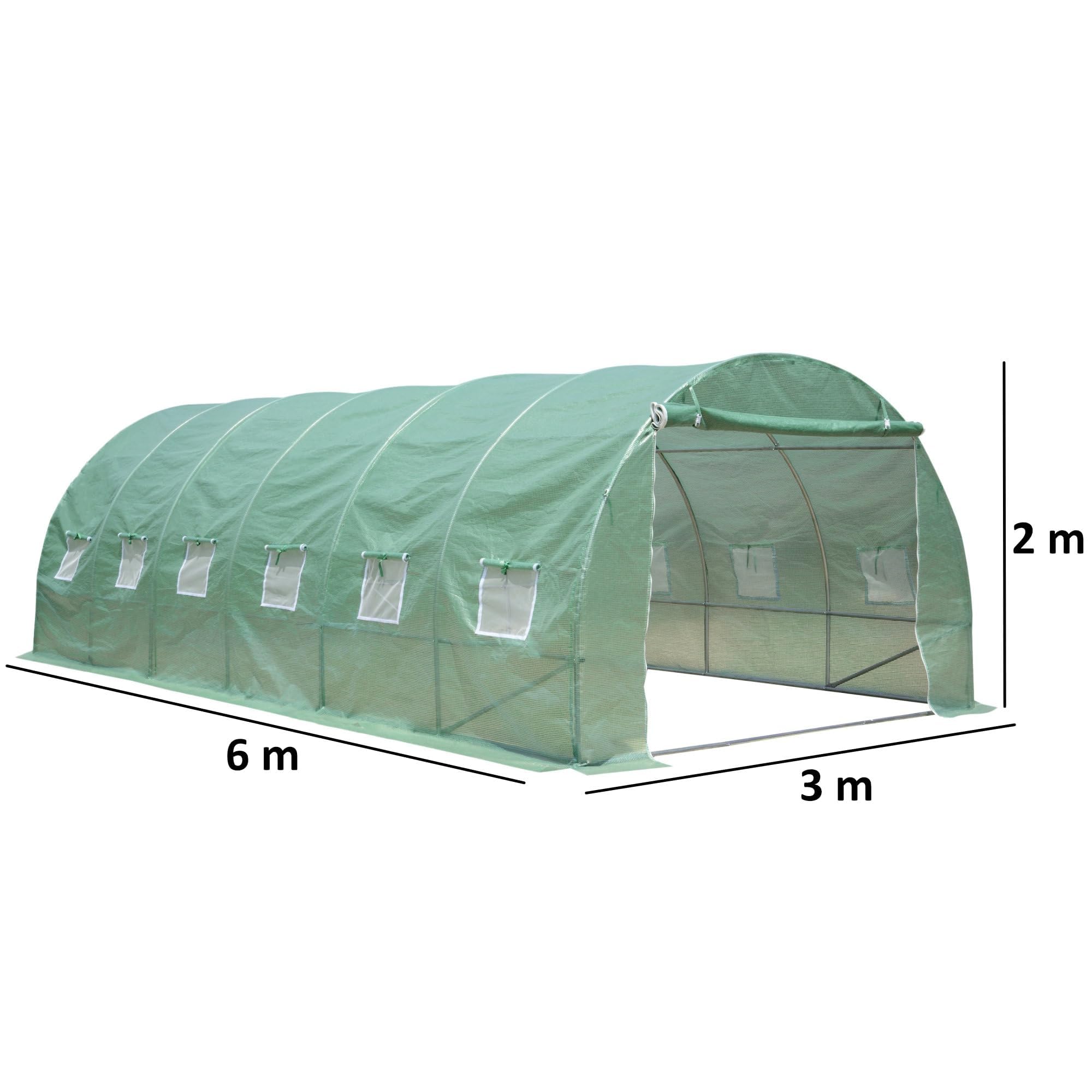 Zelsius Invernadero de Túnel | 6 x 3 x 2 m | Invernadero con Puertas con Cremallera y Ventanas Enrollables | Huerto para Plantas con Cubierta de Polietileno | Invernadero de Cultivo Exterior
