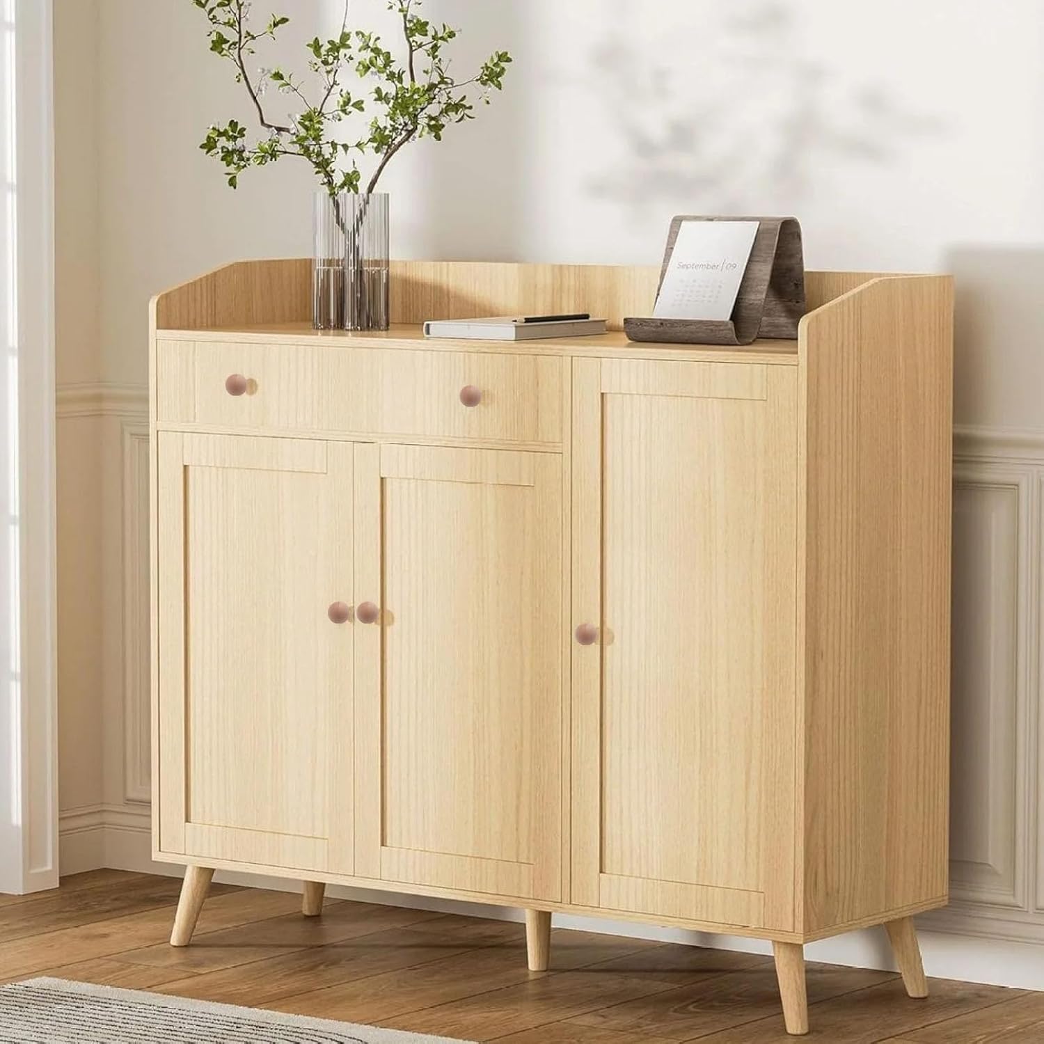 12pcs Wooden Cabinet Knobs, Unfinished Wooden Drawer Knobs Round Wood Ball Dresser Knob Pulls Handles for Kitchen Furniture Cupboard Closet (0.94 inch)